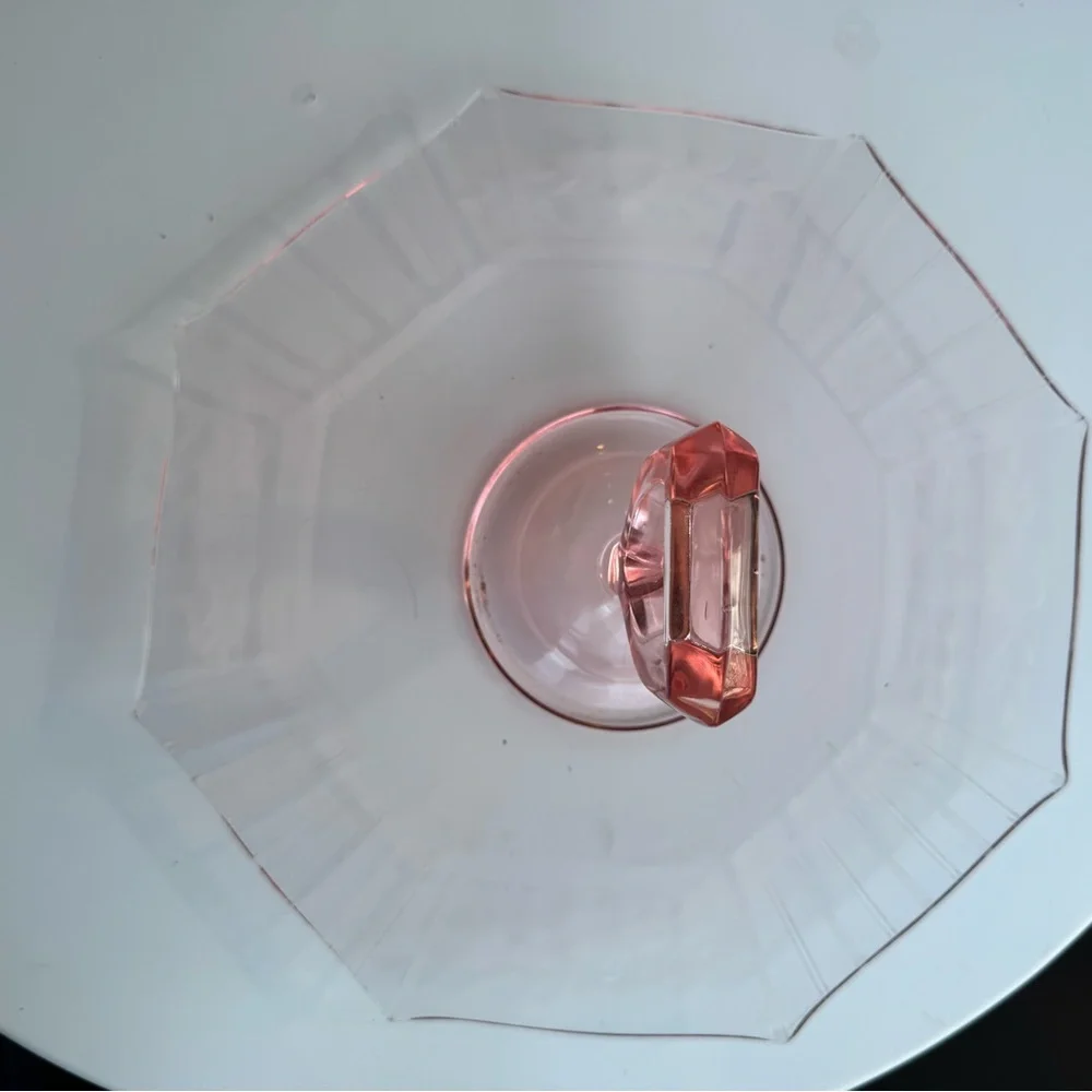 Pink Glass Octagonal Handled Server - Picture 2 of 4